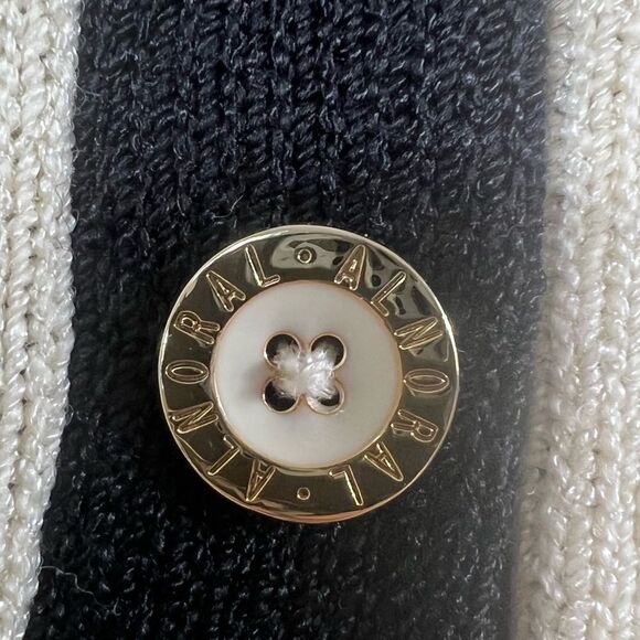 Vintage Alnoral Varsity Prep Style Cream & Black Wool Blend Cardigan Sweater - Picture 5 of 10